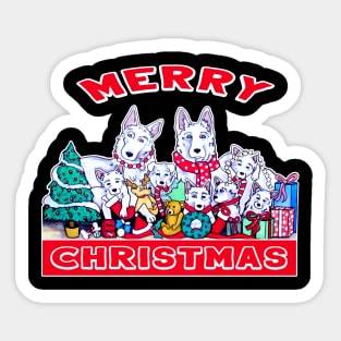 Dog Merry Christmas White German Shepherd Dog Family Holiday Fun Sticker